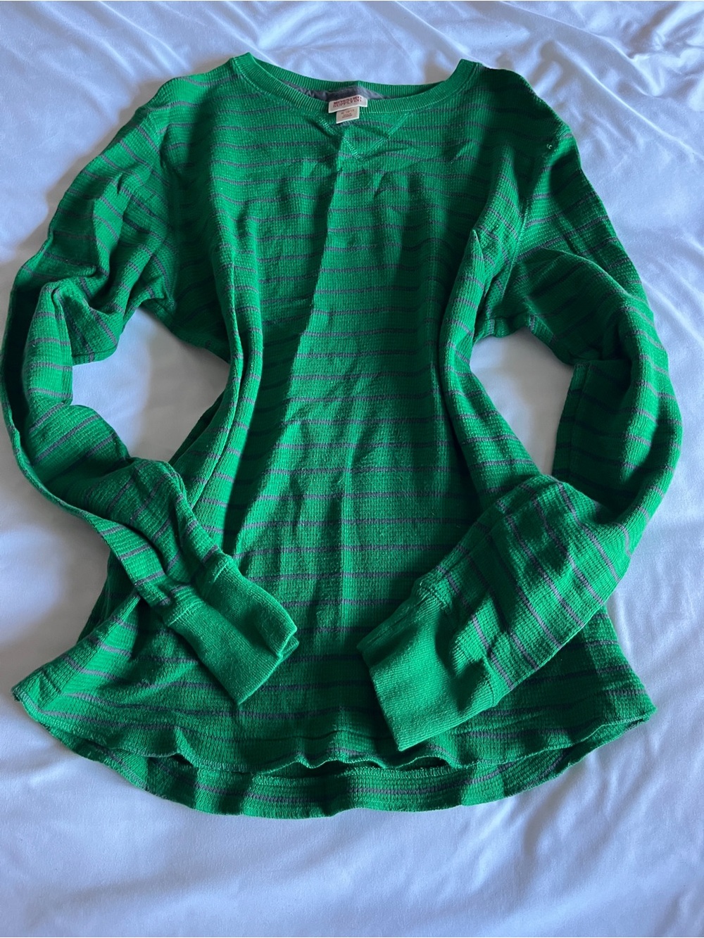 Mossimo Supply Co. Bright Green Striped Crew Neck Sweater